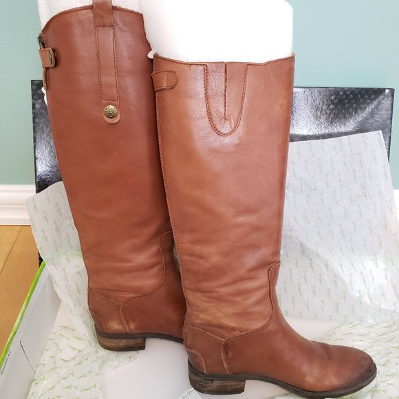 Sam Edelman S5 Penny Whiskey Leather Riding Boots - Picture 5 of 11